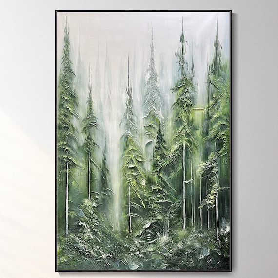 Custom Abstract Forest Landscape Art Print, Christmas Gift