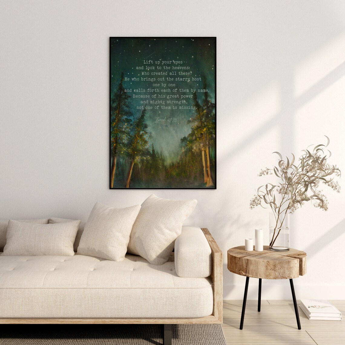 Isaiah 40:26 Scripture Art Print, Stars and Pines - Image 2