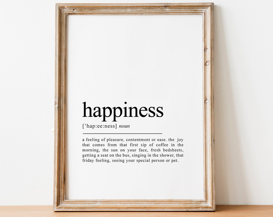 Happiness Wall Decor Happiness Definition Dictionary Art Wall Art Inspirational Quotes Wedding Gift - Image 2