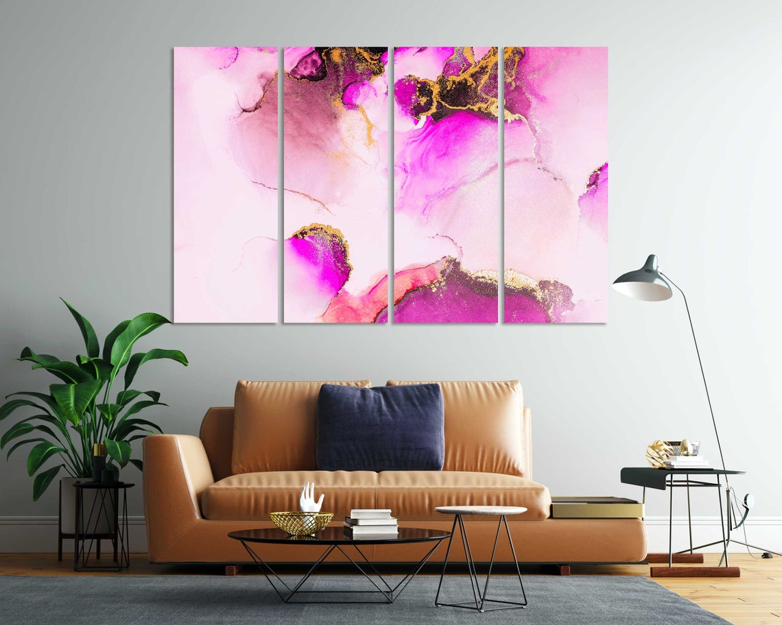 Pink Magenta Gold Alcohol Ink Abstract Marble Swirls Wall Art Print - Image 7