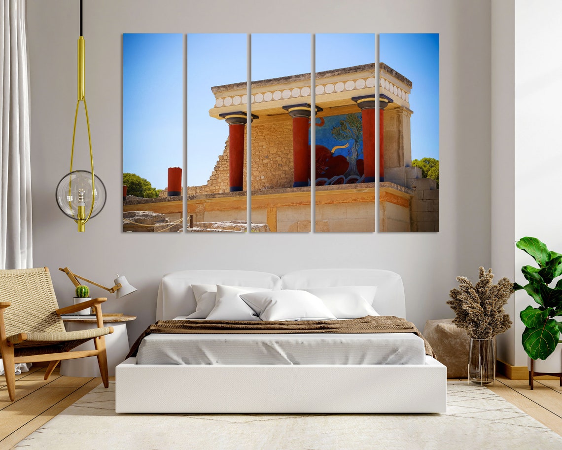 Knossos Palace Crete Minoan Red Columns Bull Fresco Greece Poster
