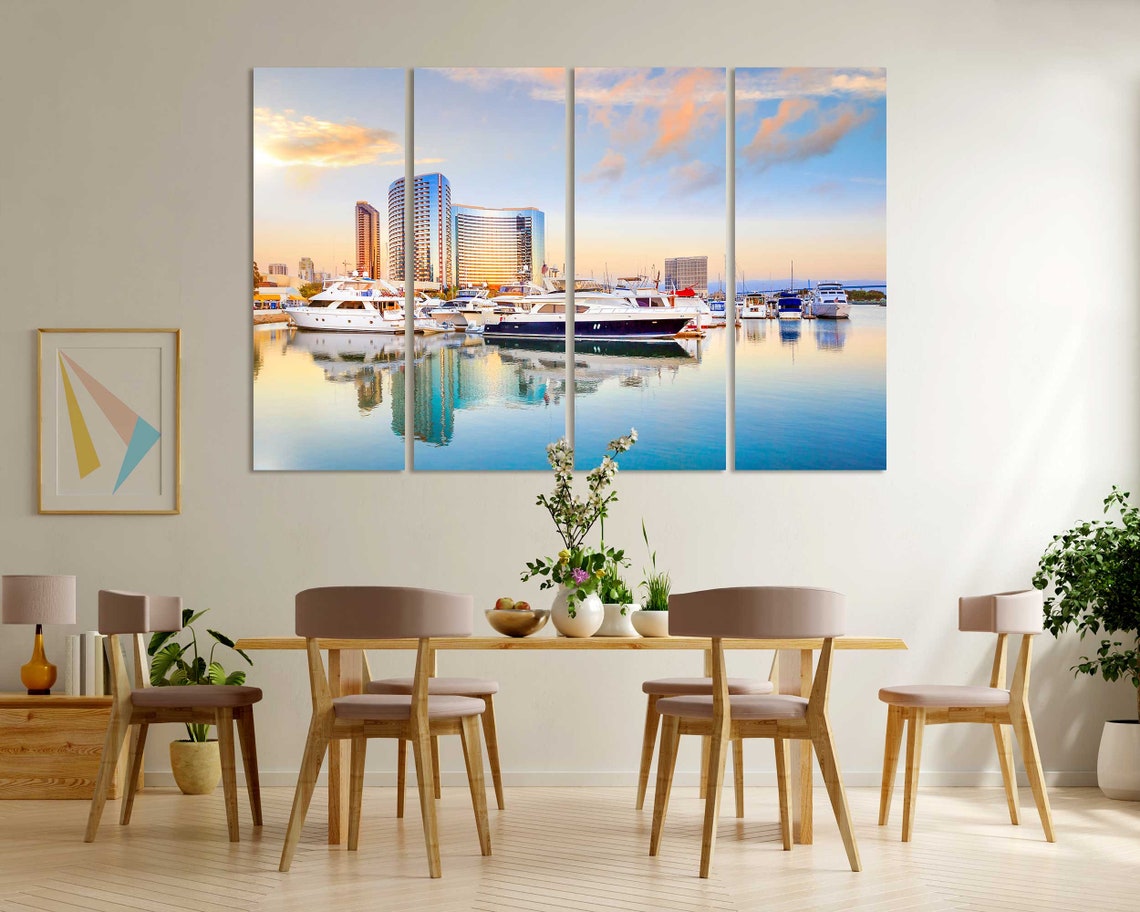 San Diego California Marina Sunset with Yachts and Waterfront Poster - Image 6