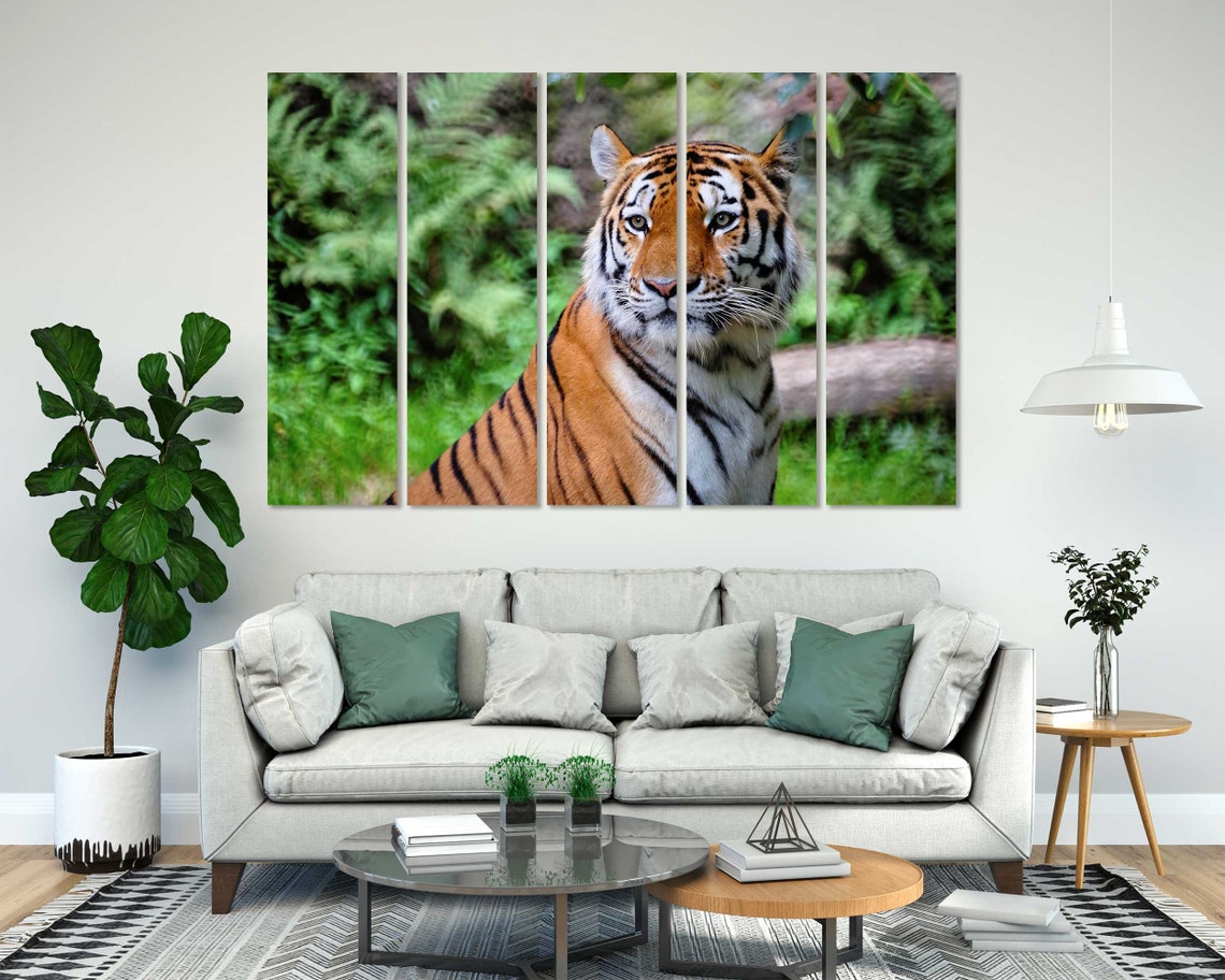 Majestic Tiger Portrait Green Jungle Background Big Cat Nature Poster - Image 8