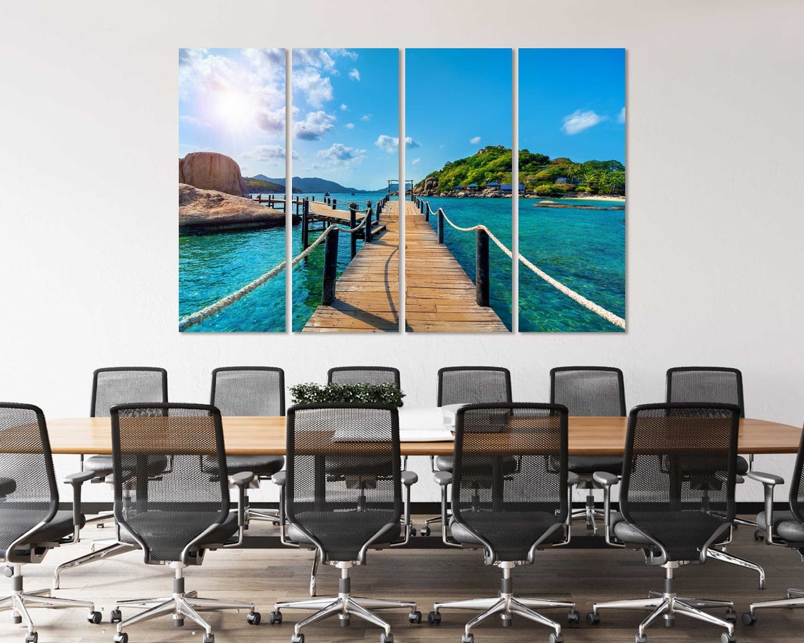 Thailand Tropical Island Wooden Pier Over Turquoise Water Beach Poster - Image 4
