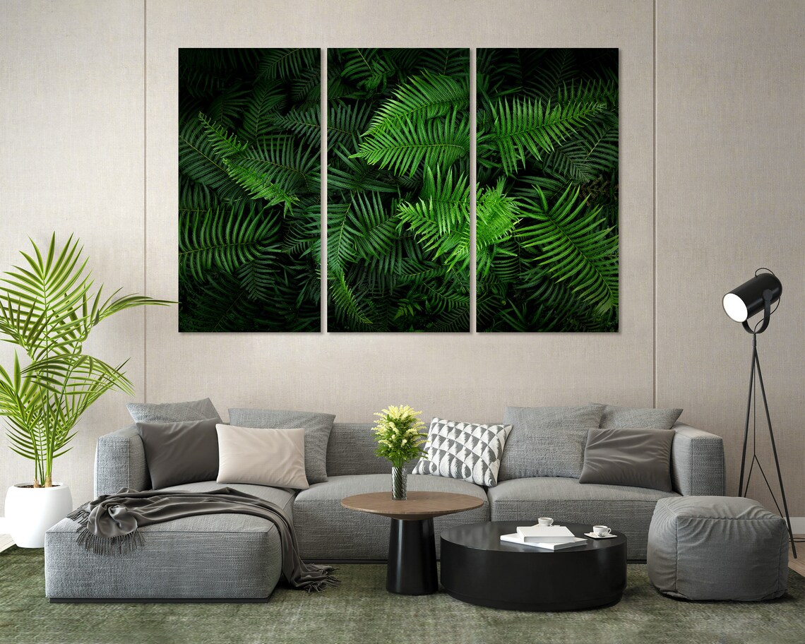 Dark Tropical Fern Leaves Lush Green Foliage Botanical Wall Art Print - Image 2