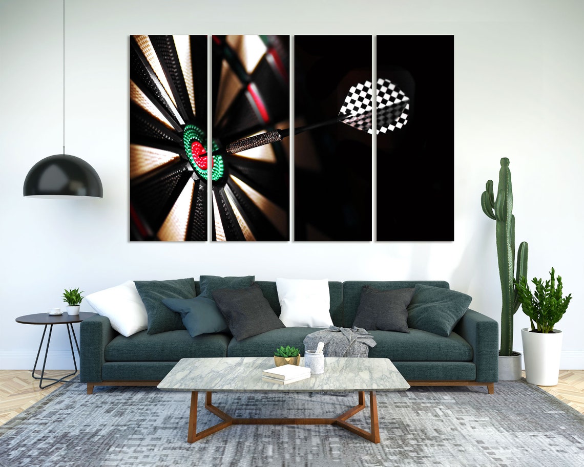 Dart Hitting Bullseye Black Background Target Focus Photography Poster - Image 2