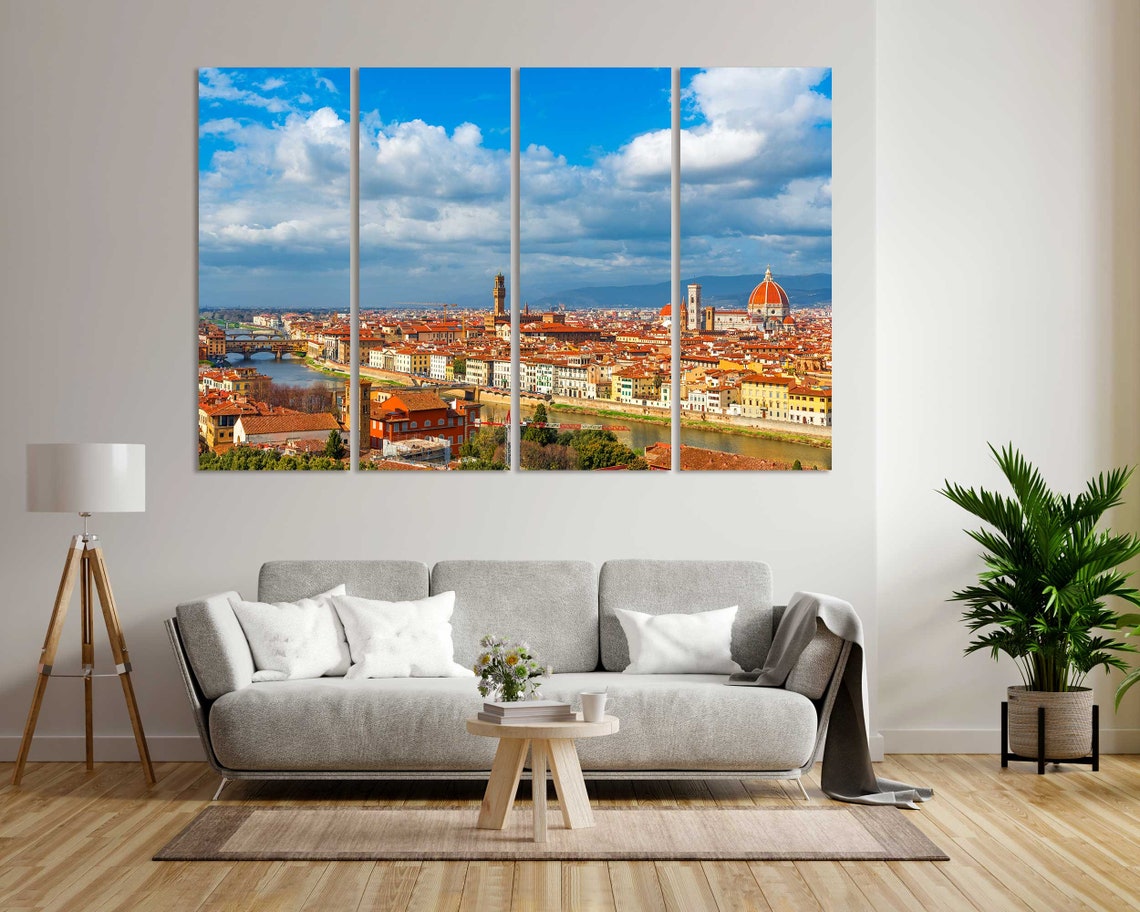 Florence Italy Panorama Arno River Duomo Red Rooftops Sunny Day Poster - Image 7