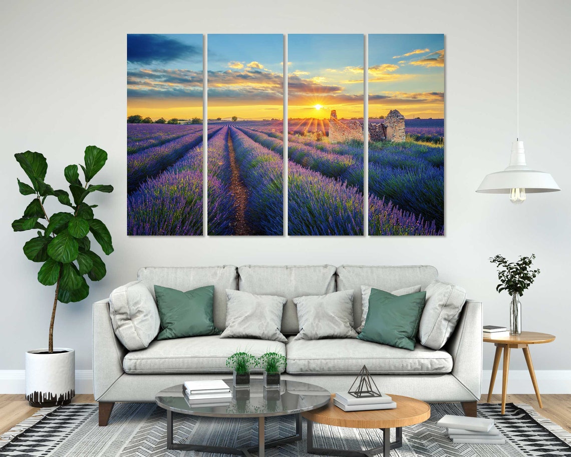 Provence Lavender Fields Sunset Stone Hut Purple Rows Travel Poster - Image 6