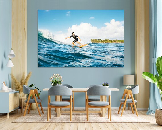 Surfing Modern Home Art Surfing Painting Surf Art For Gift Ocean Wave Wall Decoration Nautical Wall Decoration Water Sport Art