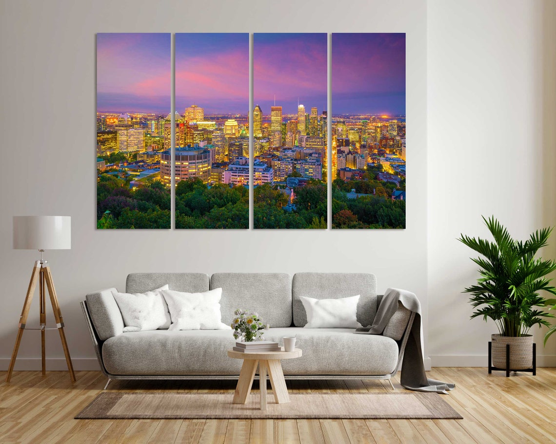 Montreal Canada Panoramic Skyline At Night With Colorful Sky Poster - Image 8
