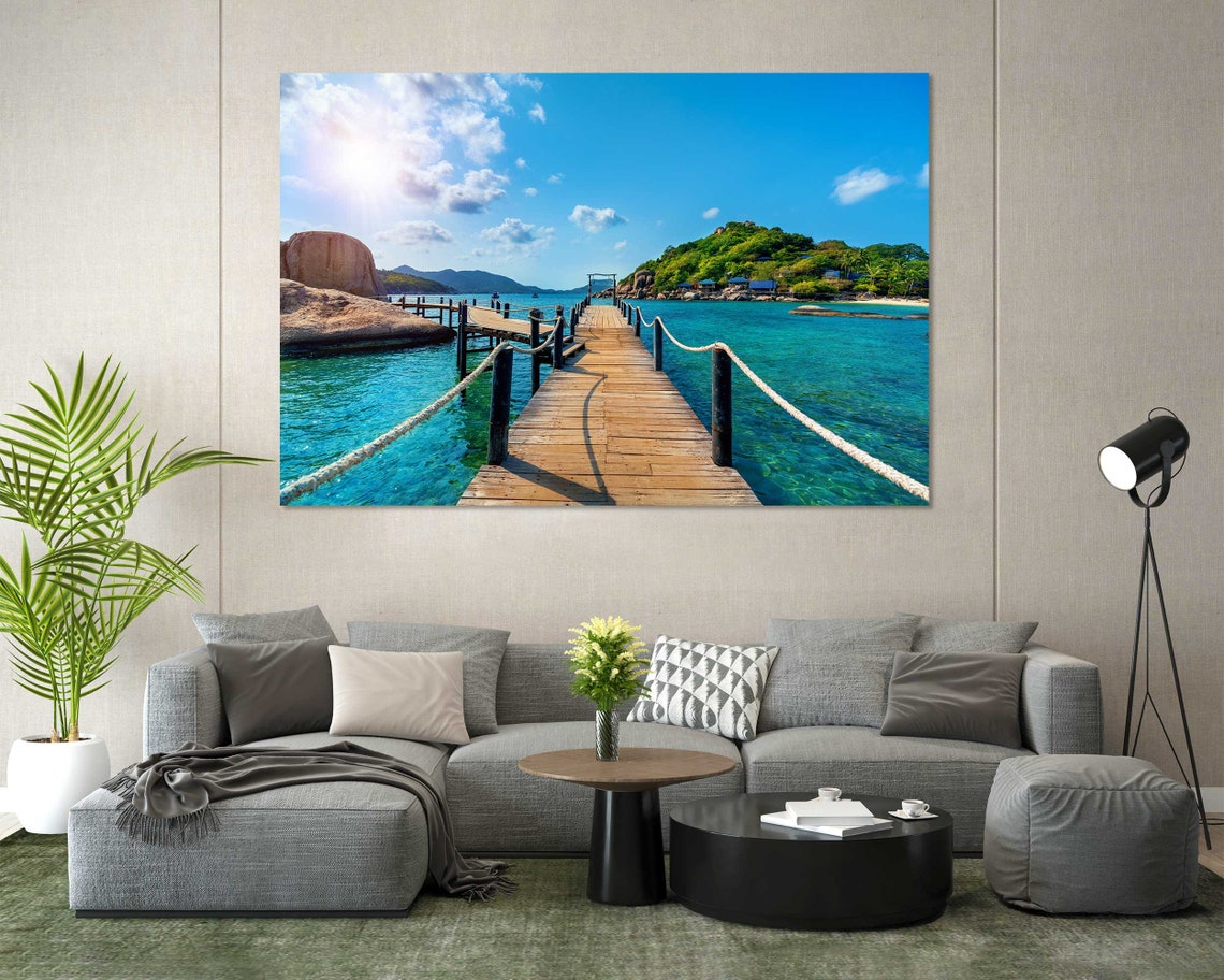 Thailand Tropical Island Wooden Pier Over Turquoise Water Beach Poster - Image 8