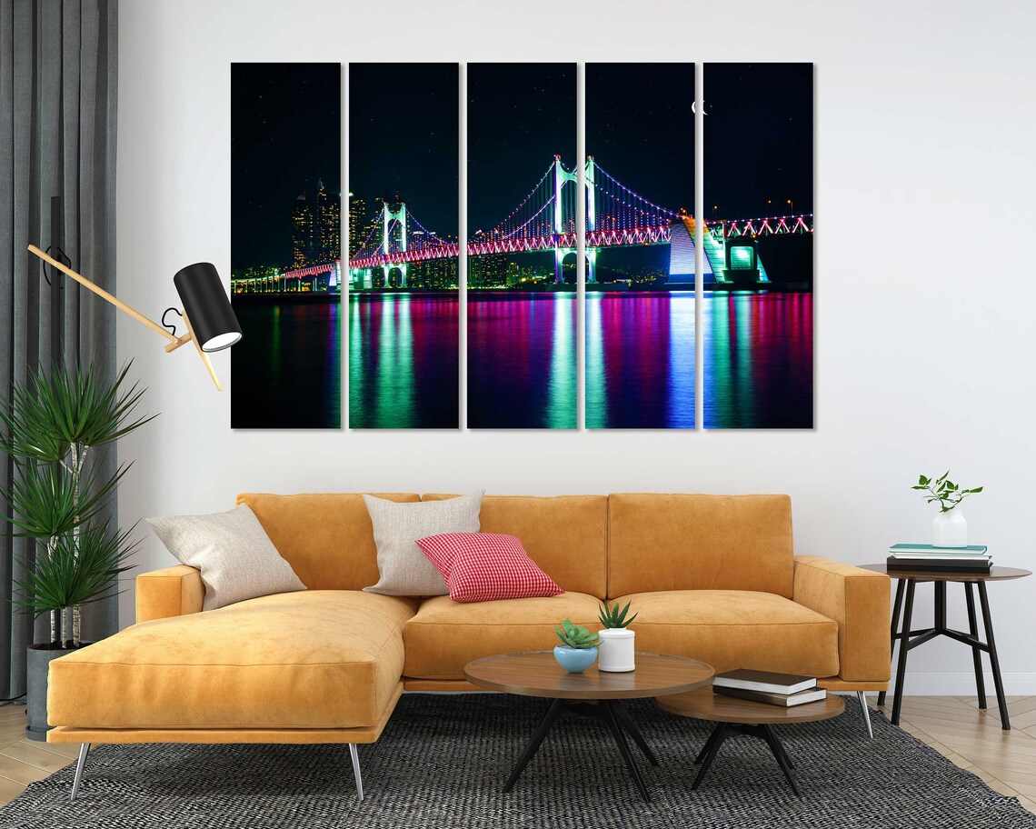 Busan South Korea Gwangan Bridge Rainbow Night Lights Travel Poster - Image 4