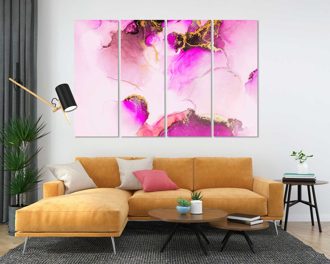 Pink Magenta Gold Alcohol Ink Abstract Marble Swirls Wall Art Print - Image 5