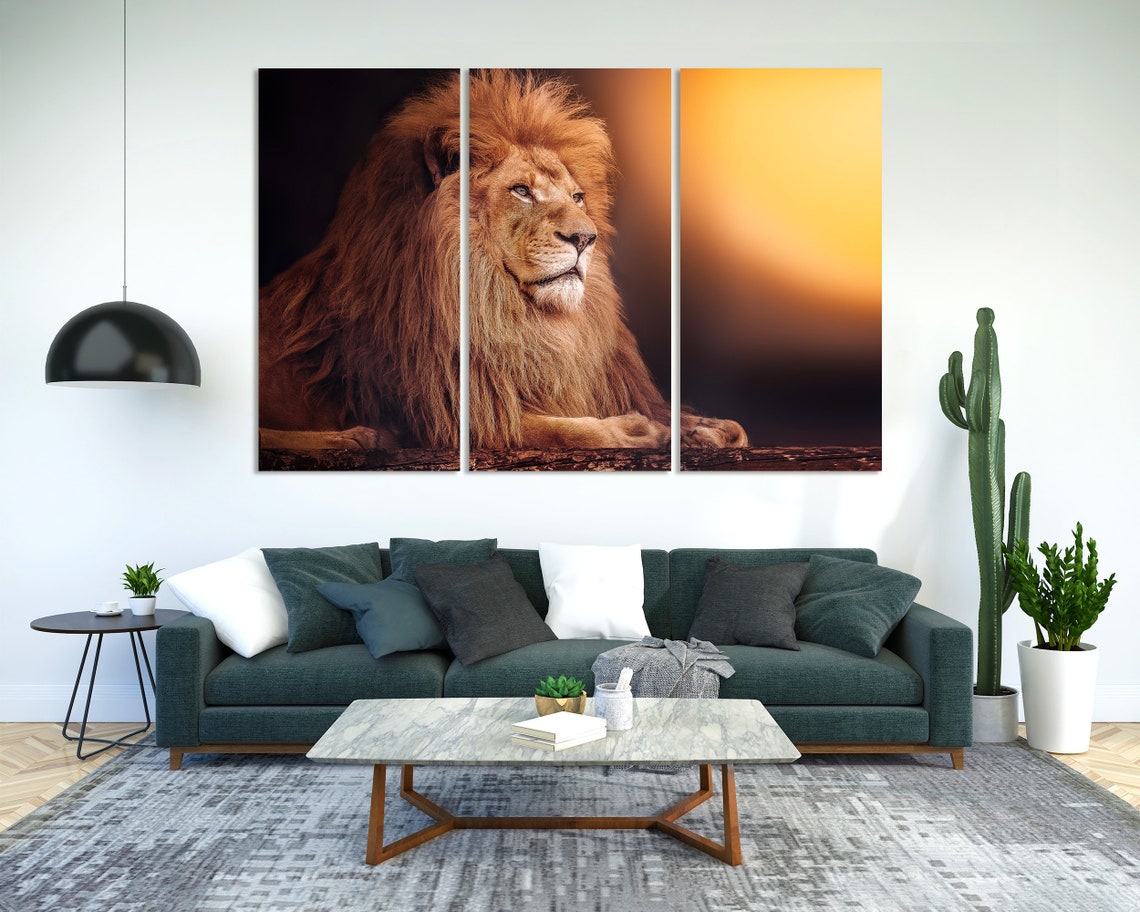 Lion Resting At Sunset Golden Light King Of Beasts Safari Art Poster - Image 2