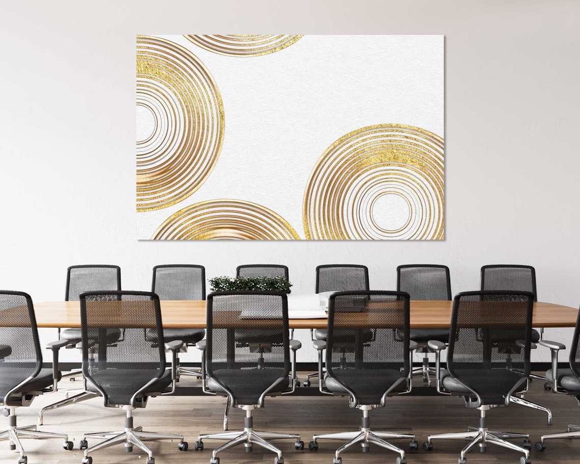 Gold Concentric Circles on White Modern Luxury Abstract Poster - Image 4
