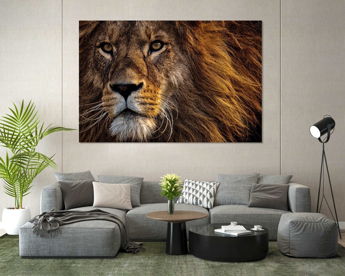 Portrait Of Lion Contemporary Art For Living Room Lion Art Print King Animals Picture For Wall Safari Animals Art For Wall Lion Photo - Image 7