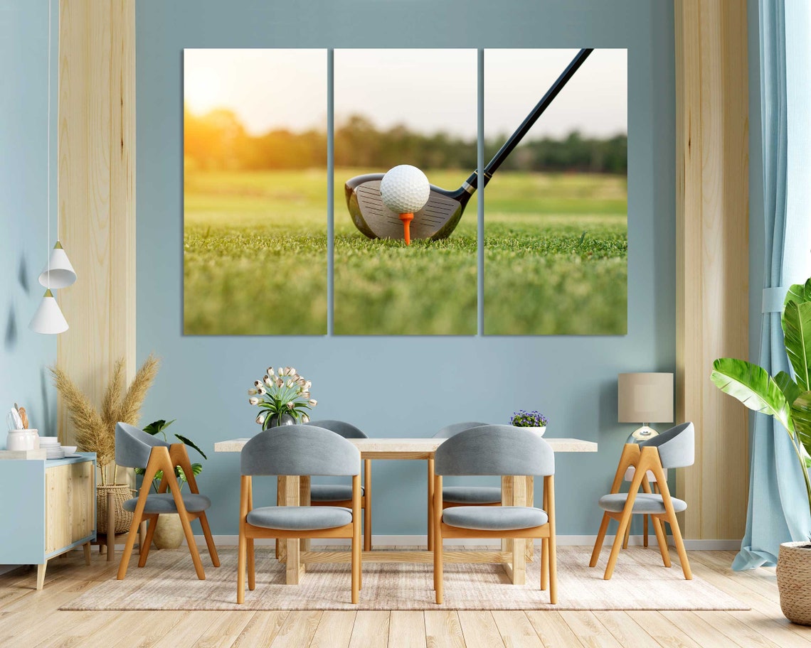 Golf Driver Club Ball On Tee Sunset Fairway Golden Light Poster - Image 3