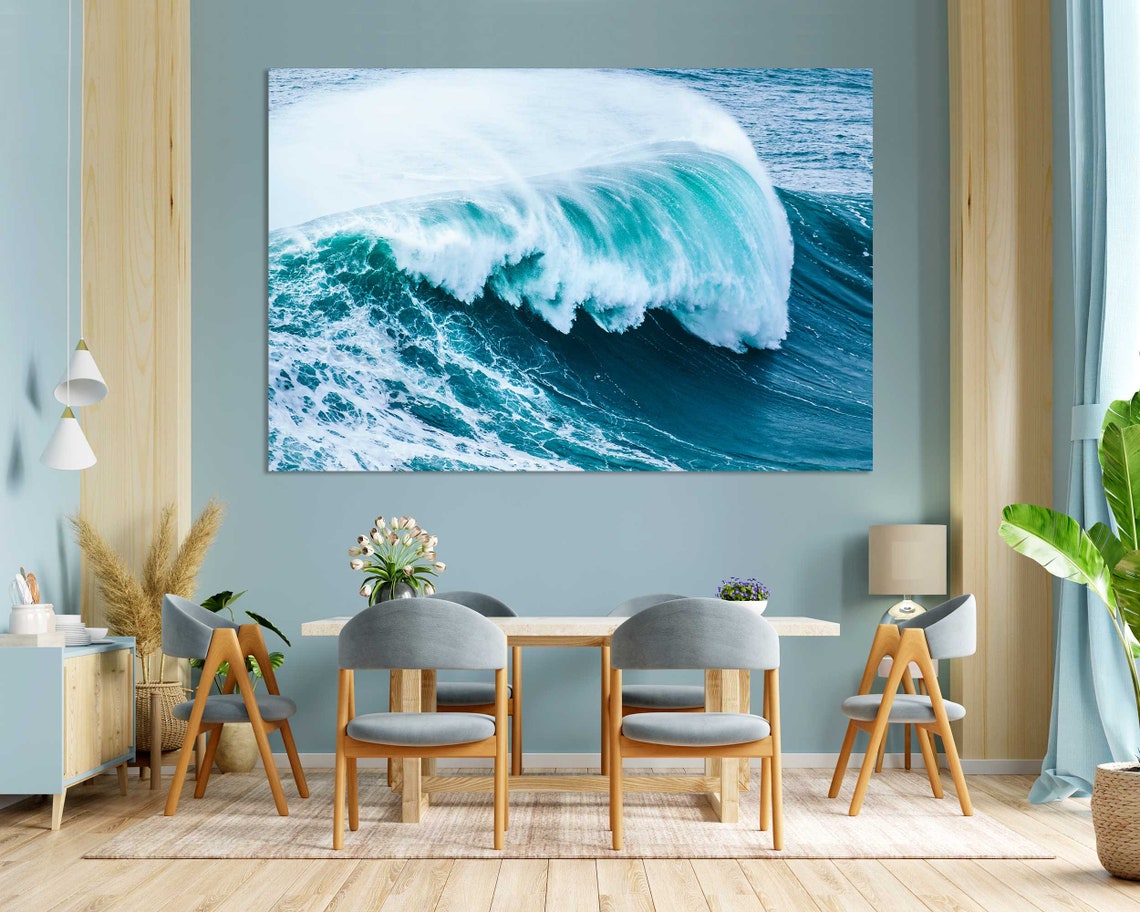 Giant Turquoise Ocean Wave Curling Surf Barrel Seascape Wall Poster - Image 8