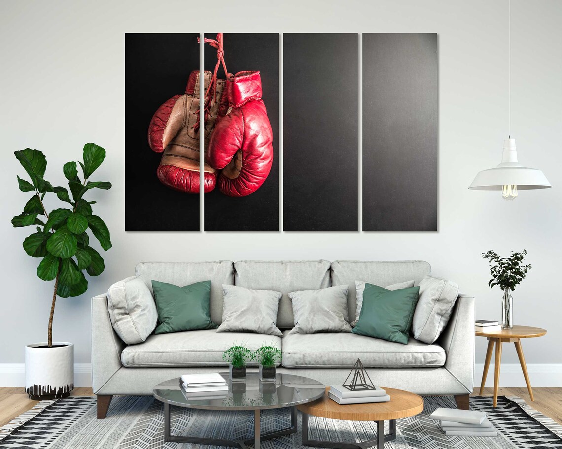 Red Boxing Gloves Hanging Black Background Sports Fighter Wall Decor Poster - Image 8