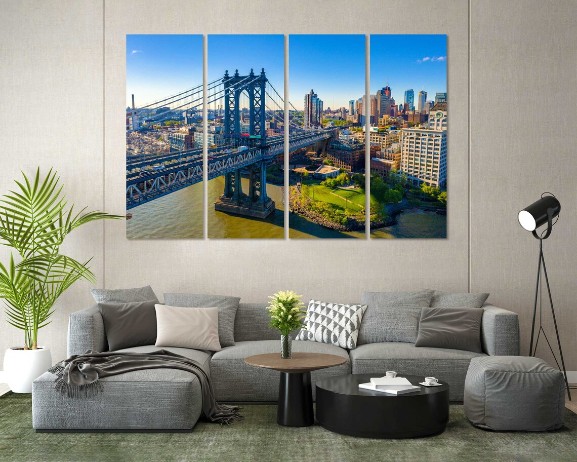 Manhattan Bridge New York City Aerial Skyline East River View Poster - Image 8