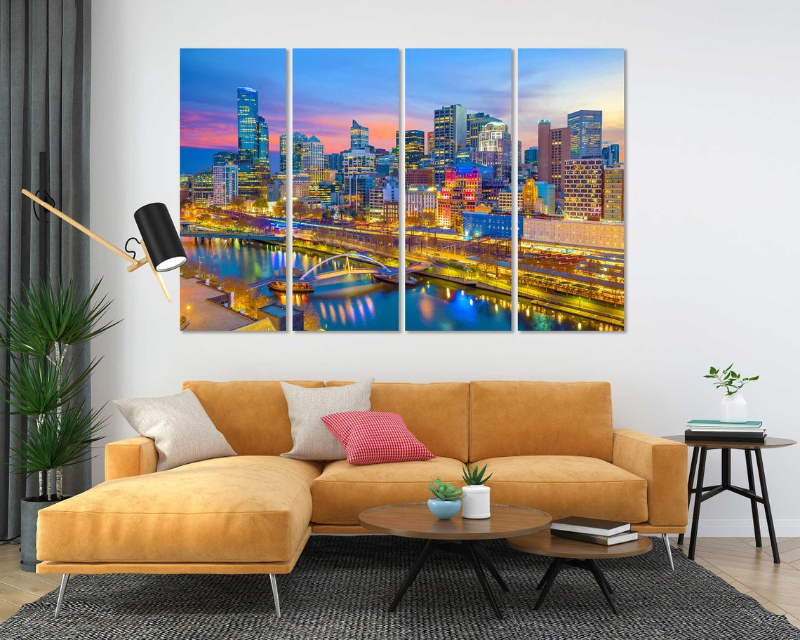 Melbourne Australia Skyline Twilight Yarra River City Lights Poster - Image 5