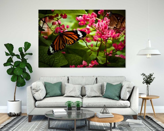 Butterflies On Flowers Print Nature Wall Decor Butterflies Painting On Butterflies Design Decor For Wall Botanic Decor