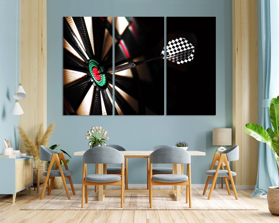 Dart Hitting Bullseye Black Background Target Focus Photography Poster - Image 3