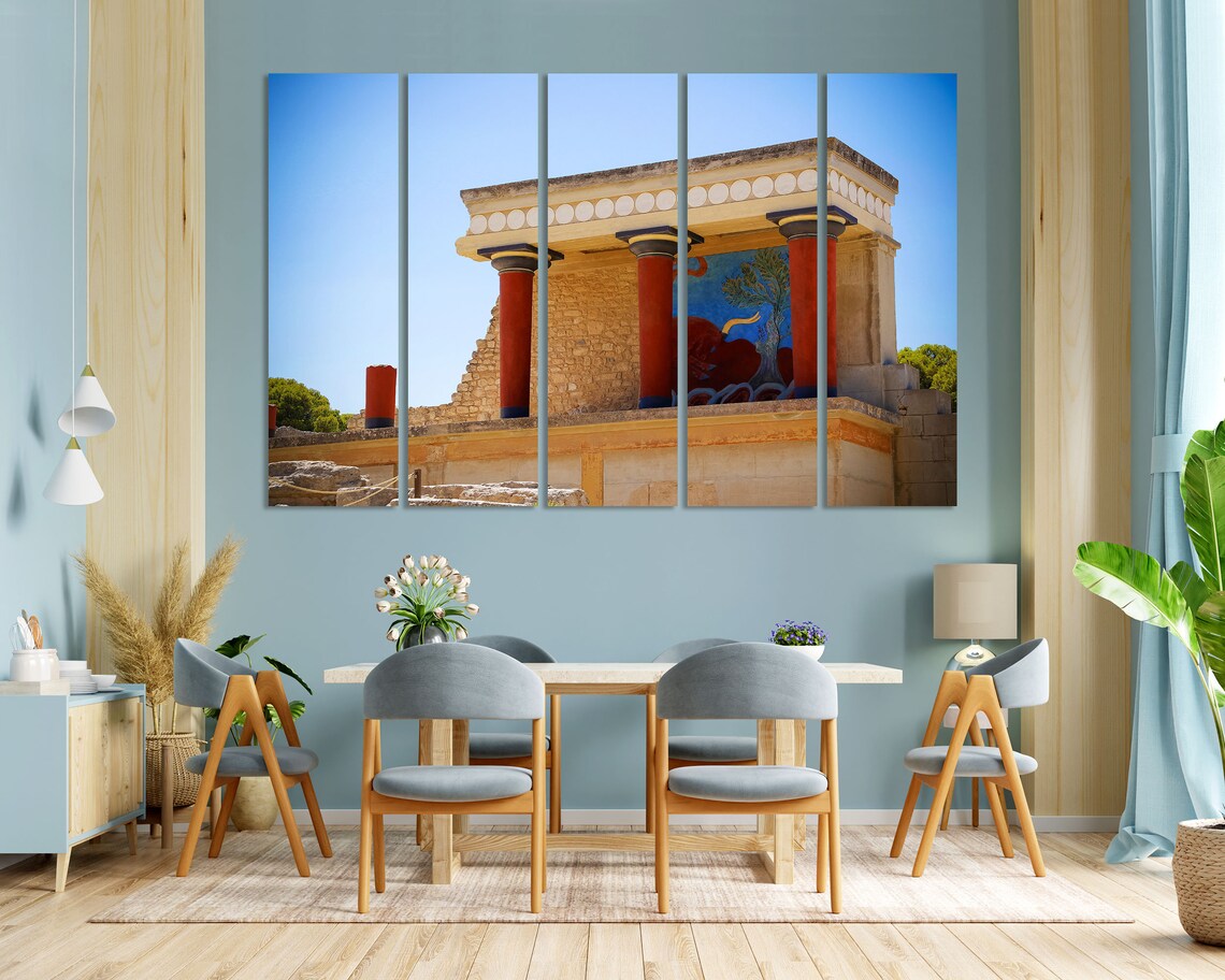 Knossos Palace Crete Minoan Red Columns Bull Fresco Greece Poster - Image 3