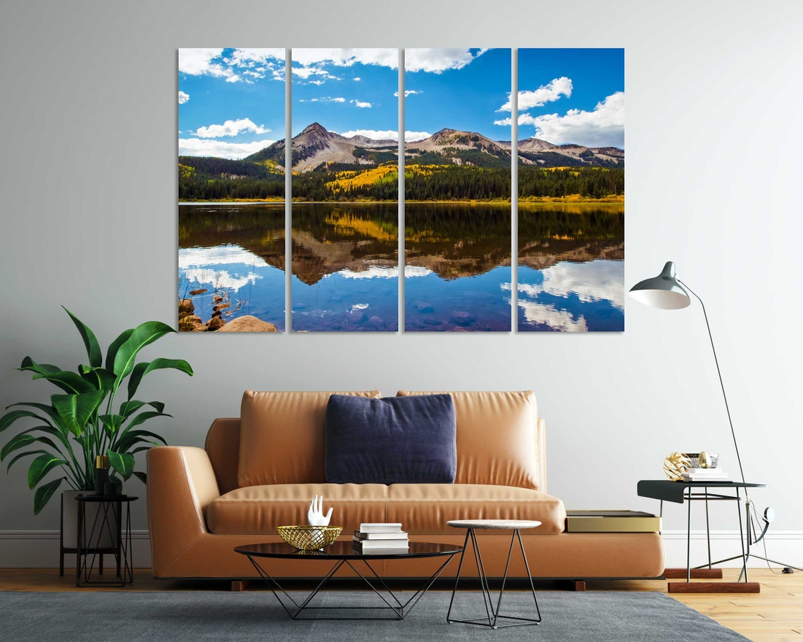 Colorado Autumn Mountain Lake With Mirror Reflection Blue Sky Poster - Image 7