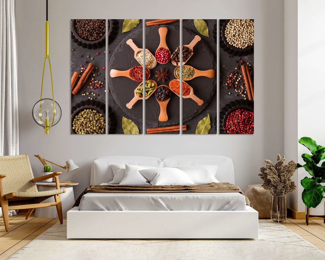 Colorful Spices Wooden Spoons Circle Top Down Kitchen Art Poster - Image 6