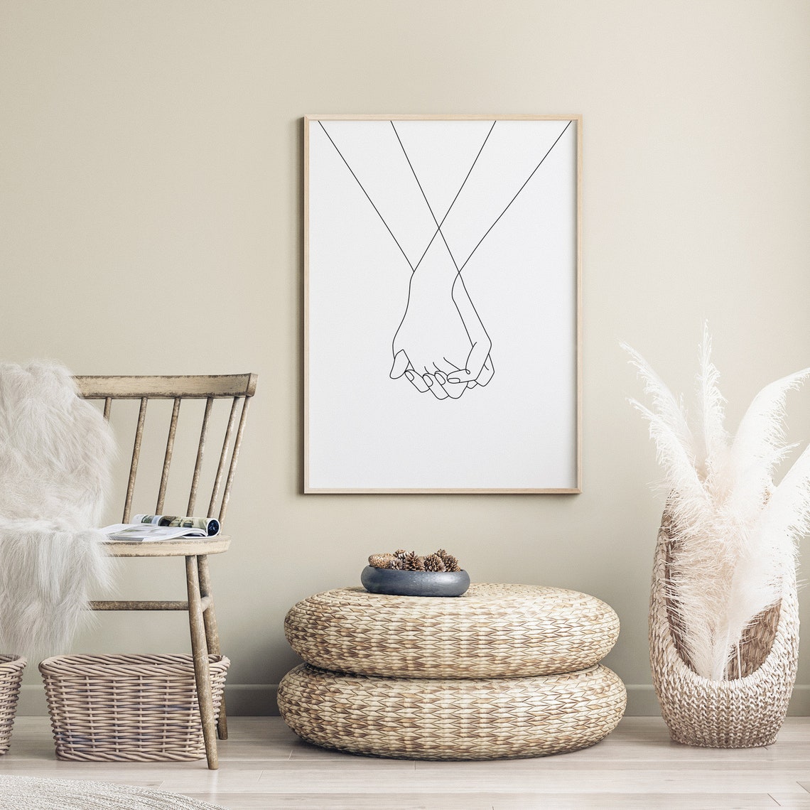 Holding Hands Print Line Art Poster Line Art Minimal Holding Hands Prints Line Art Print Sketch Hand Drawing Wall Decor - Image 2