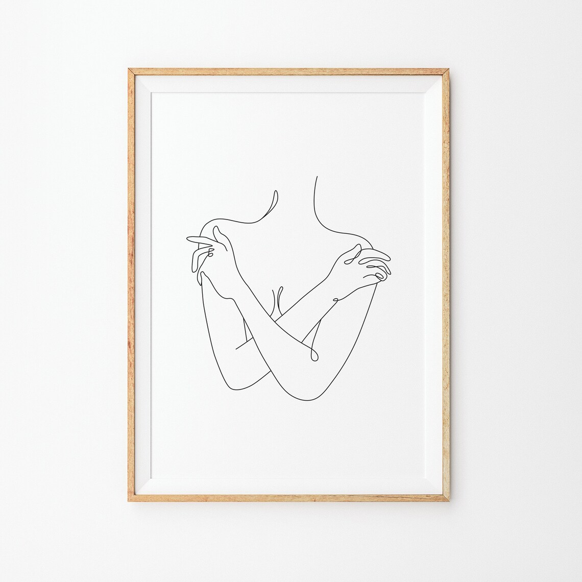 Female Torso Crossed Arms Line Art Figure Body Outline Poster