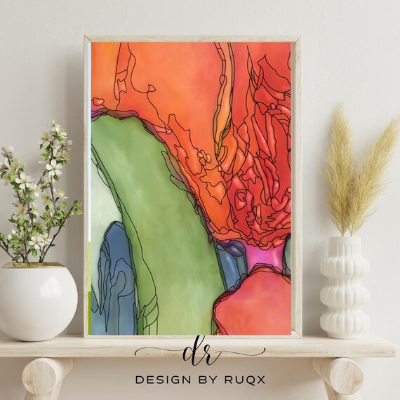 Abstract Floral Print Bold Botanical Wall Art