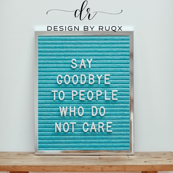 Say Goodbye Blue Felt Letter Board Inspirational Quote Poster