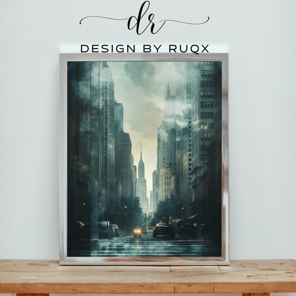 New York City Skyscraper Canyon Night Street Photography Poster