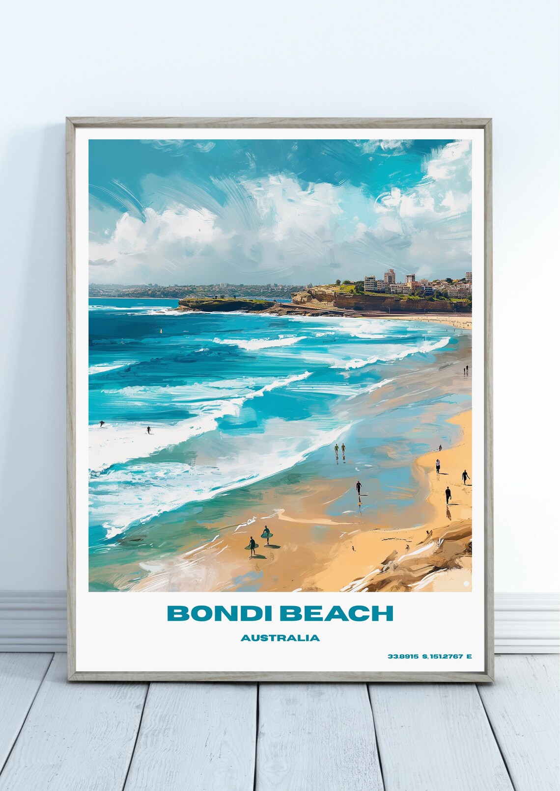 Bondi Beach Travel Poster, Australia Home Decor Gift