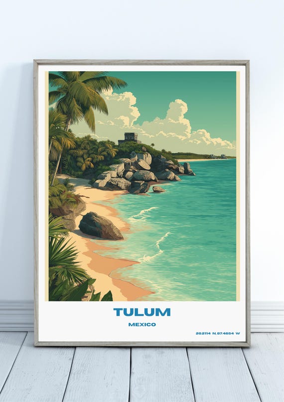 Tulum Travel Print Mexico Poster Wall Art North America Mexican