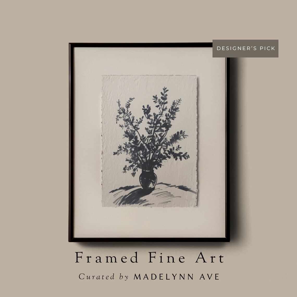 Contemporary Vase With Branches Sketch Art Print