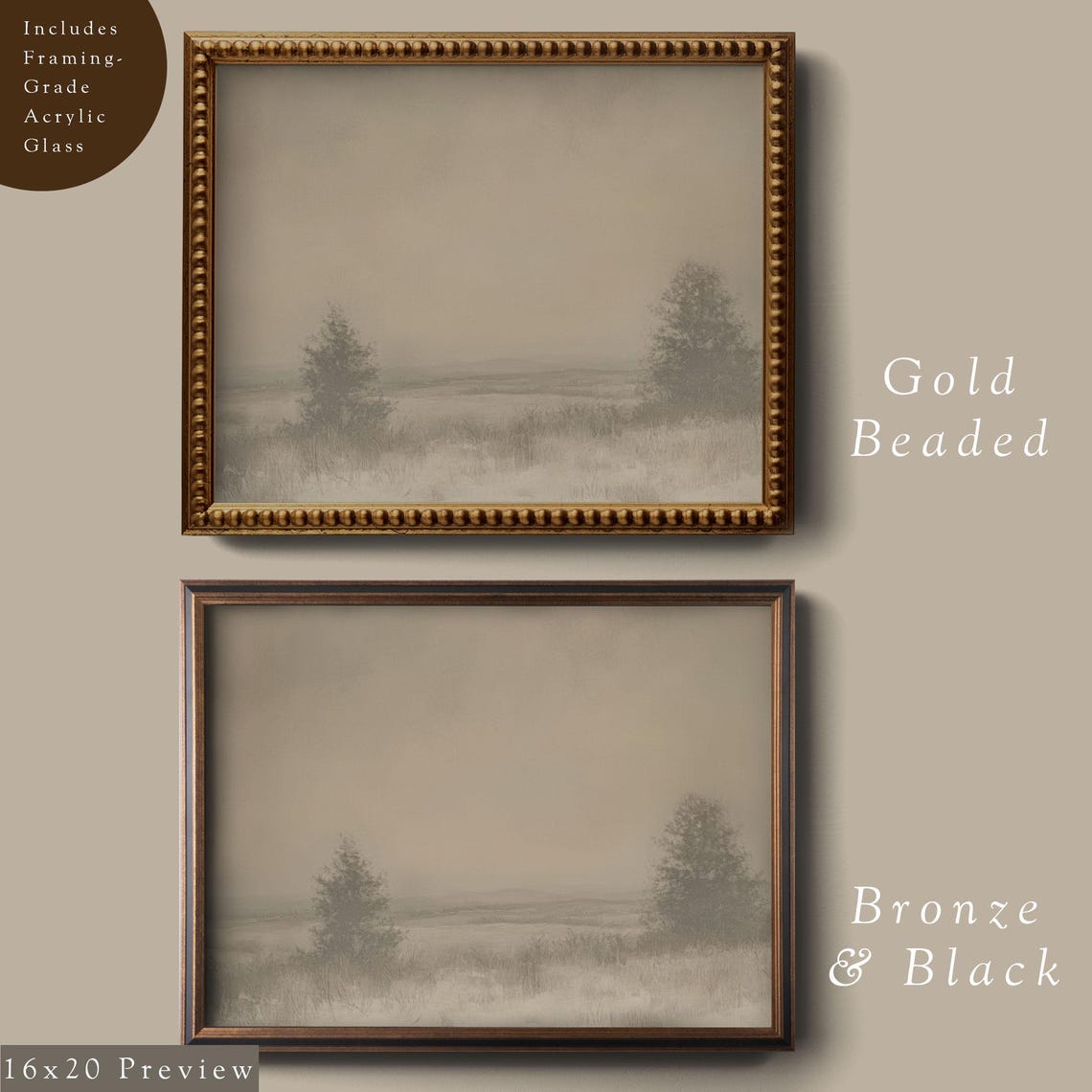 Minimalist Winter Field Landscape Neutral Sepia Tones Poster - Image 4