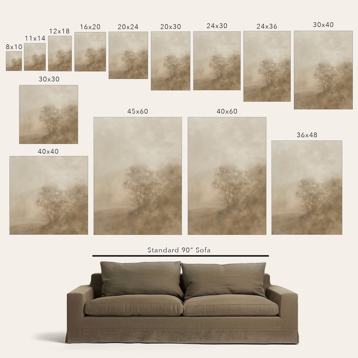 Sepia Landscape Art Print for Living Room - Image 2