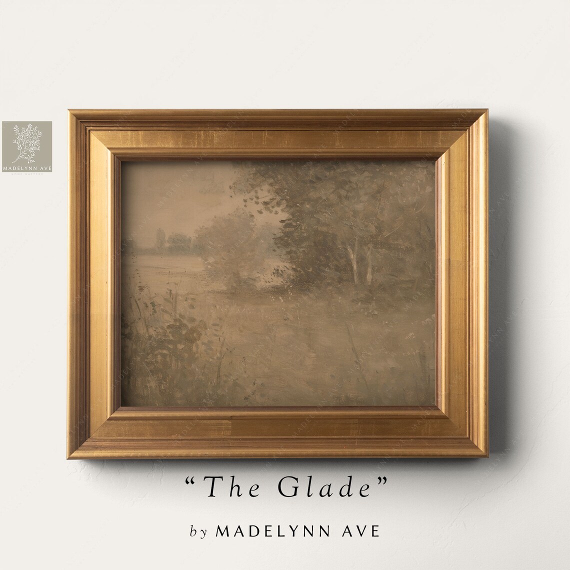 Sepia Landscape Art Print, Modern Oil Painting Style