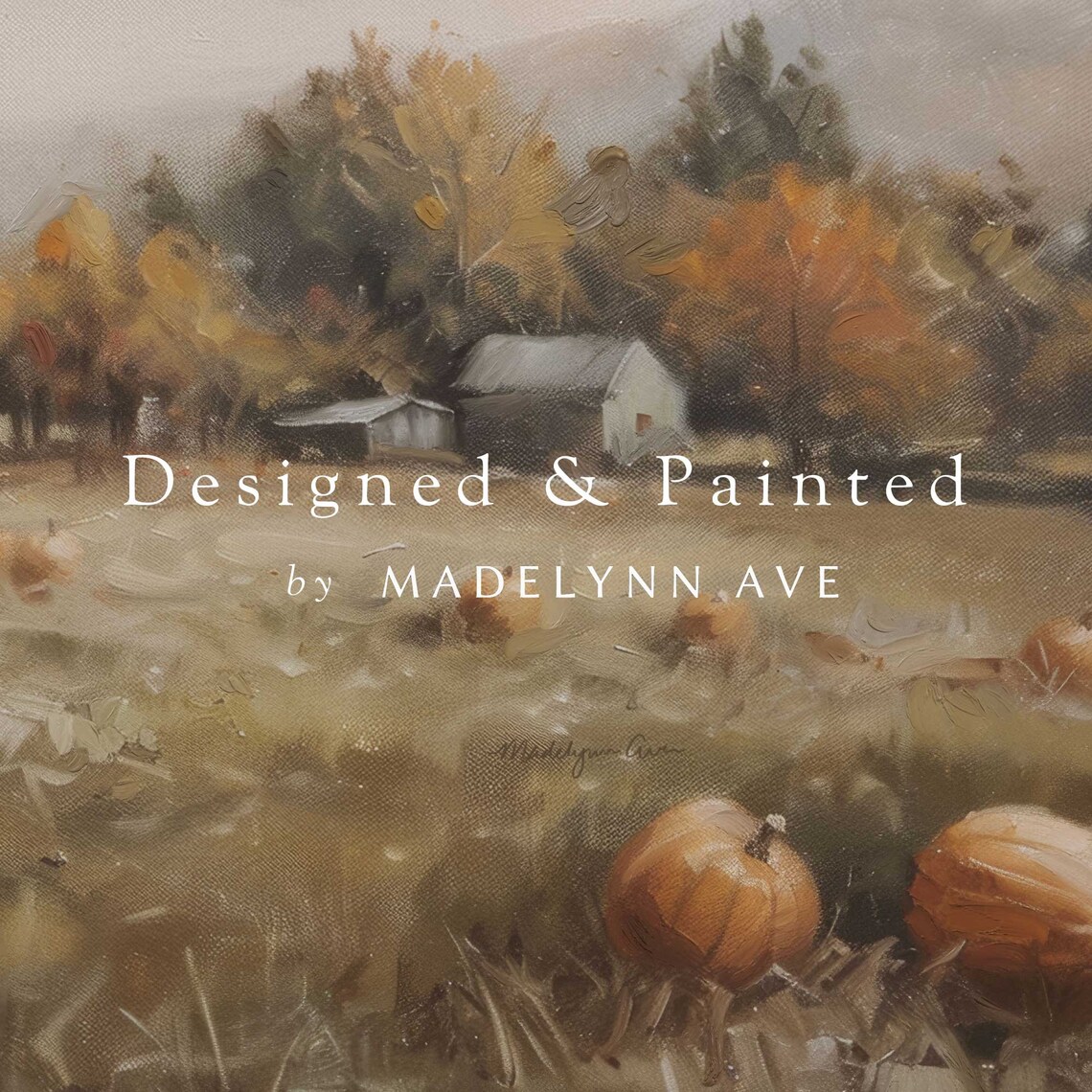 Pumpkin Patch Autumn Oil Painting Art Print - Image 6