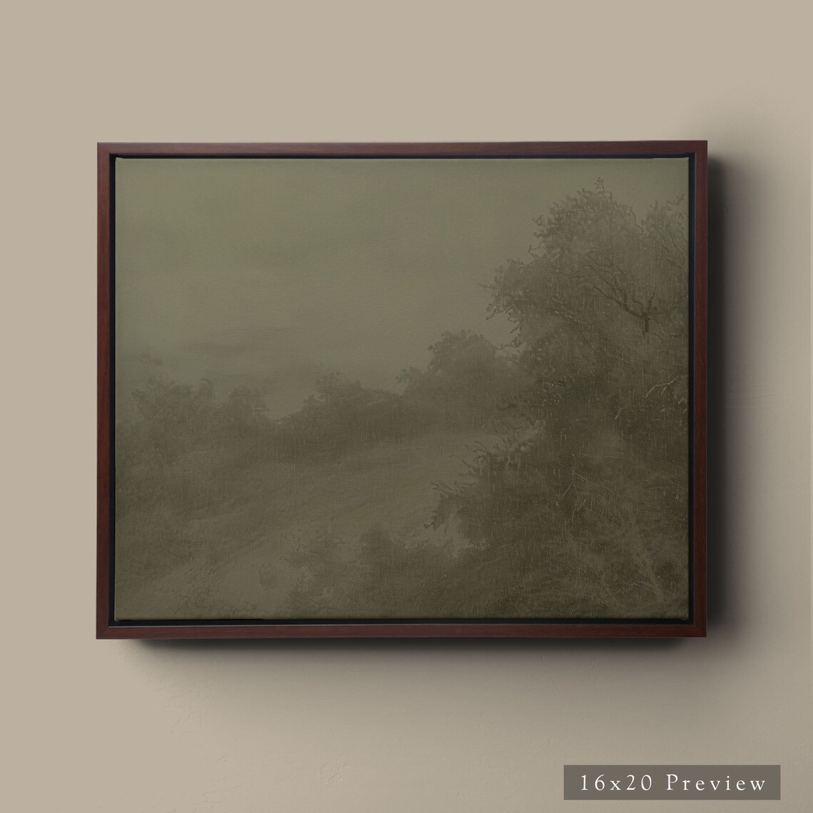 Muted Green Contemporary Landscape Art Print - Image 4