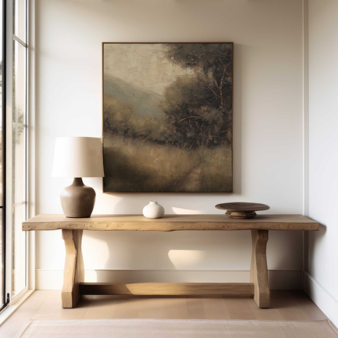 Modern Rustic Landscape Oil Painting Art Print - Image 3