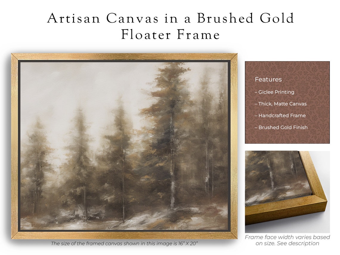 Framed Winter Pine Forest Neutral Landscape Nature Art Poster - Image 4
