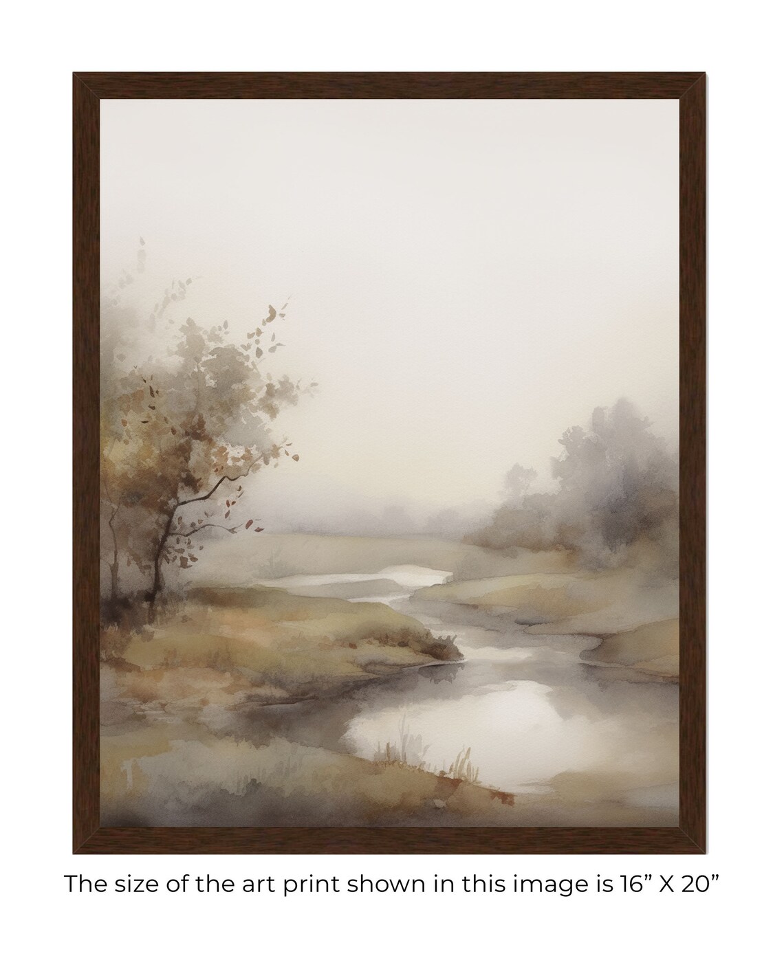 Neutral Fall Landscape, Abstract Watercolor Art Print - Image 4