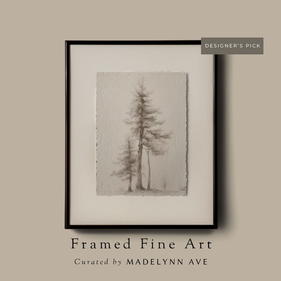 Framed Modern Pine Tree Art Print Wall Art Pines Sketch Rustic Farmhouse Artwork Forest Drawing For Cabin Framed Or Cotton Paper