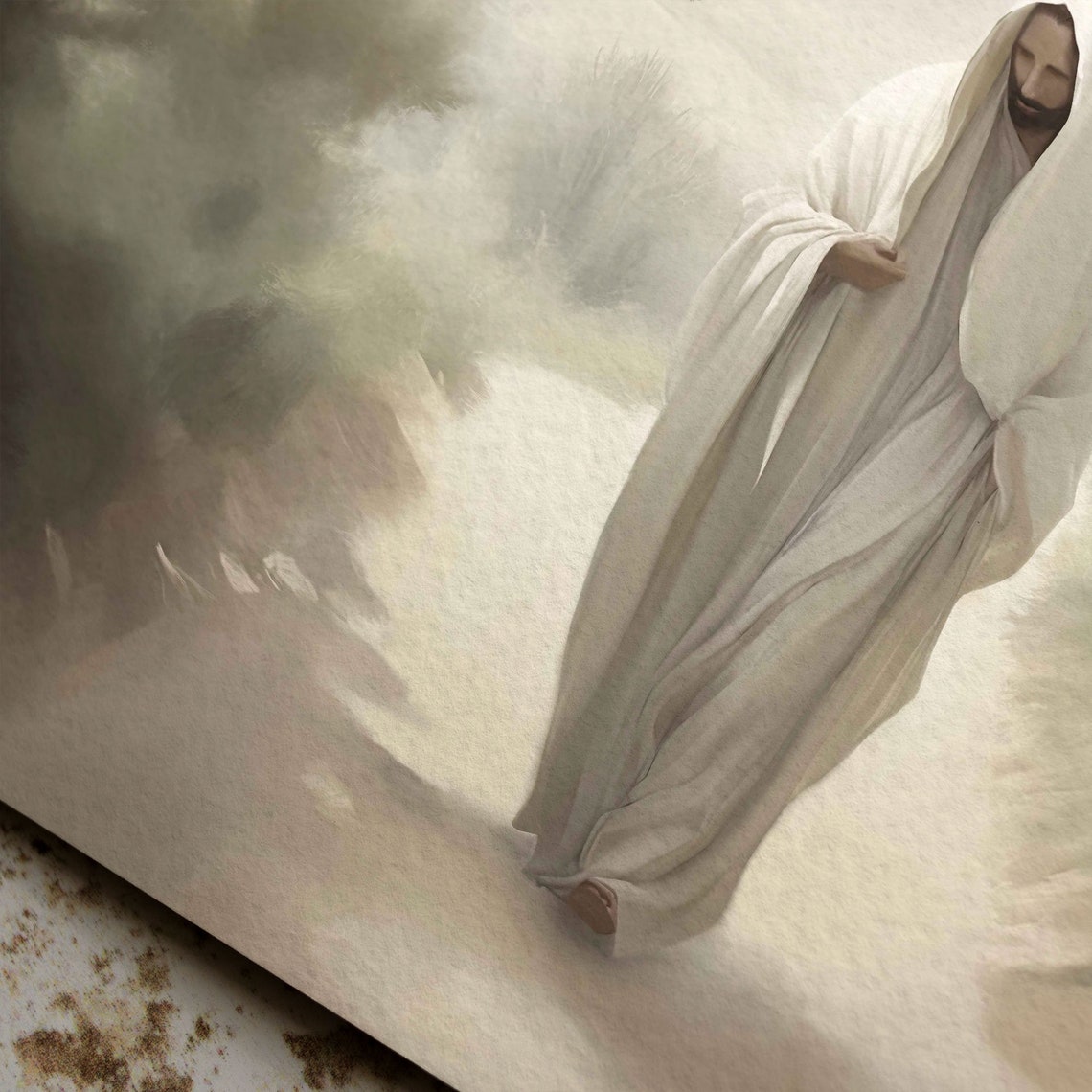 Prince Of Peace Jesus Walking A Misty Woodland Path Art Poster - Image 5