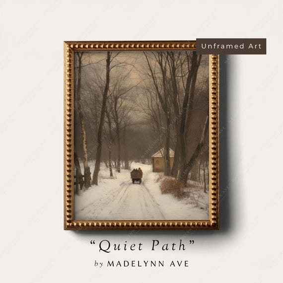 Winter Road Vintage Style Art Print