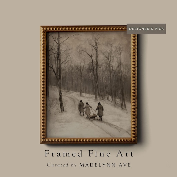 Vintage Winter Snowy Forest Walk, Cottagecore Art Print
